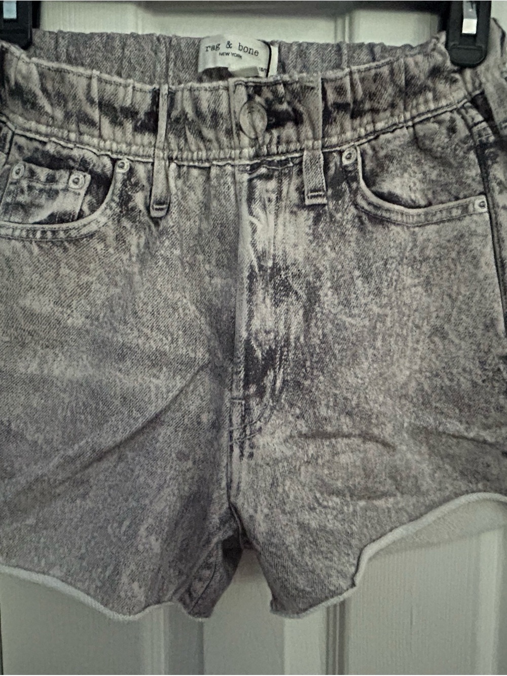rag & bone Acid-Wash Gray Denim Shorts